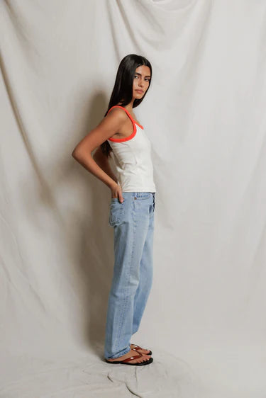Cherry Cotton Jersey Ringer Tank