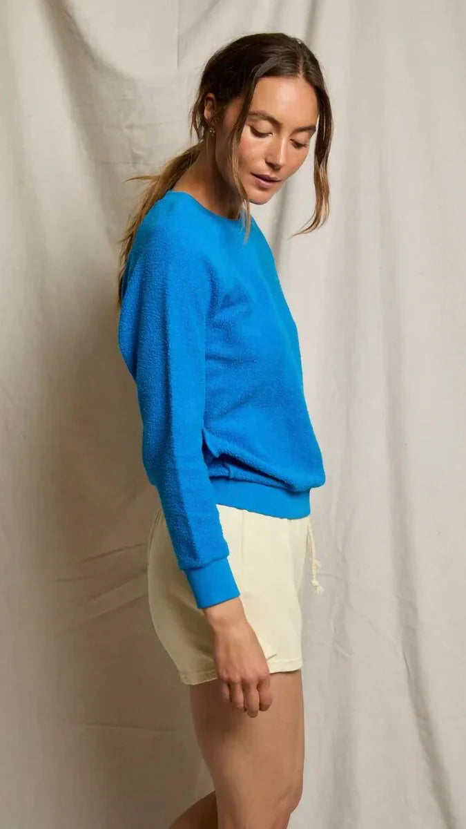 Ziggy Reverse Fleece Crewneck Sweatshirt in Cobalt