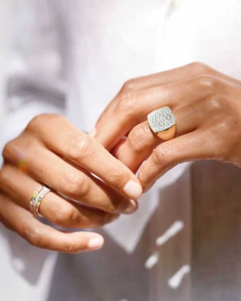 Diamond Cushion Signet Ring