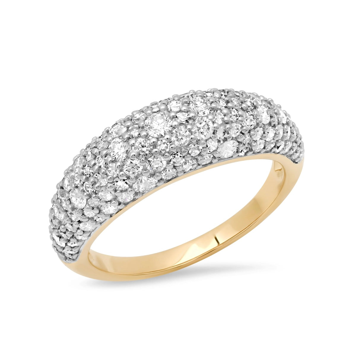 Diamond Crescent Domed Ring