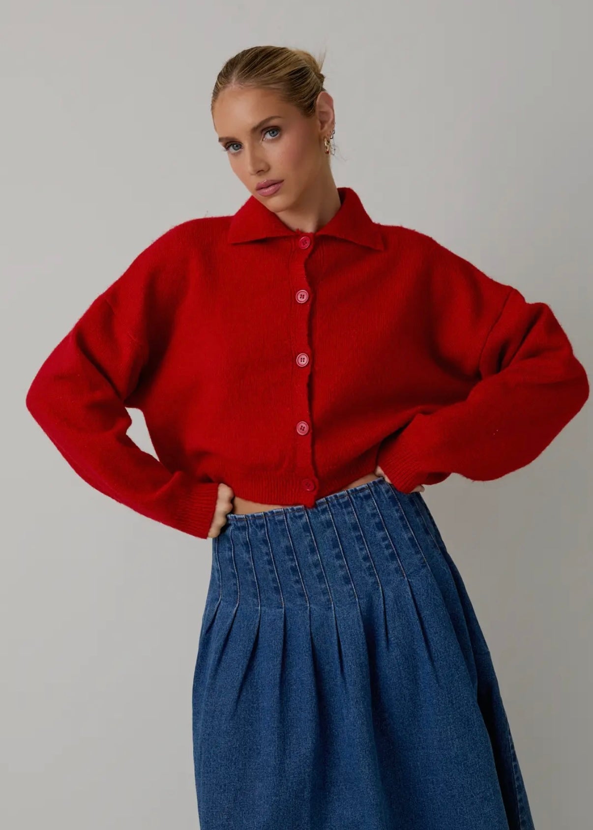 Parker Cardigan in Cherry