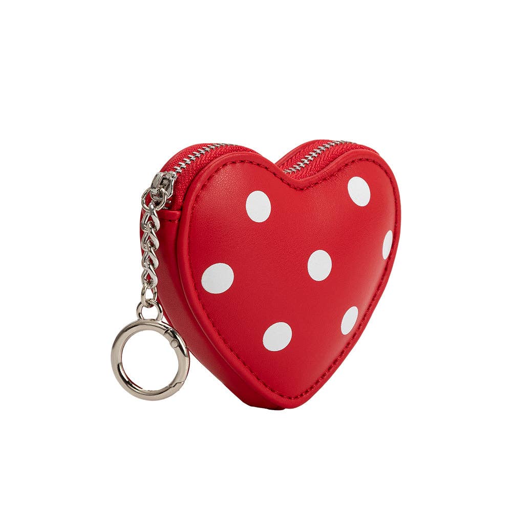 Puffy Heart Polka Dot Red Coin Purse Charm