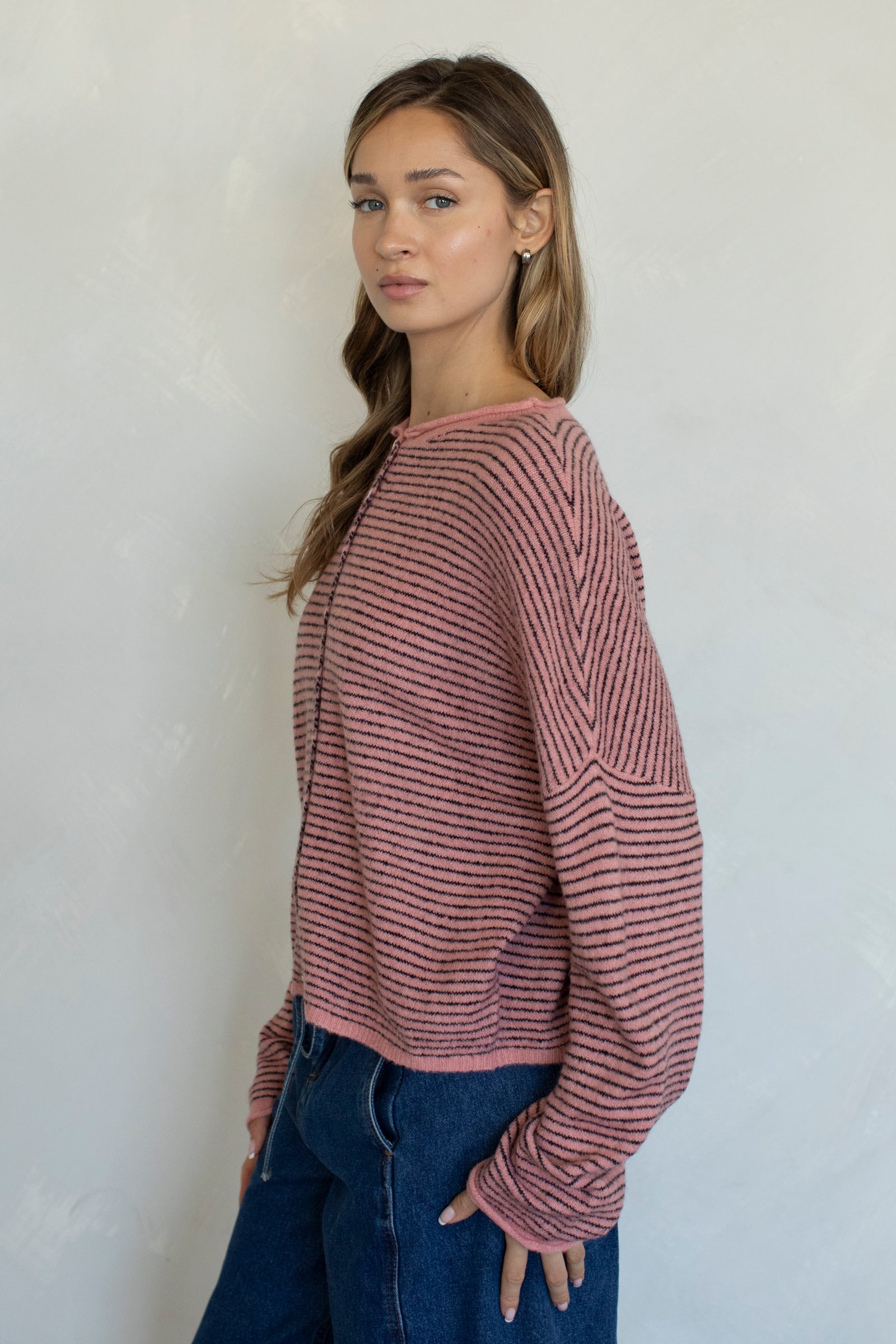 Maisie Sweater in Mini Rose Stripe