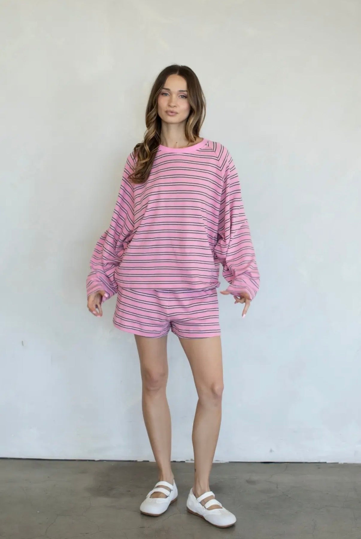 Elise Striped Lounge Set in Peony