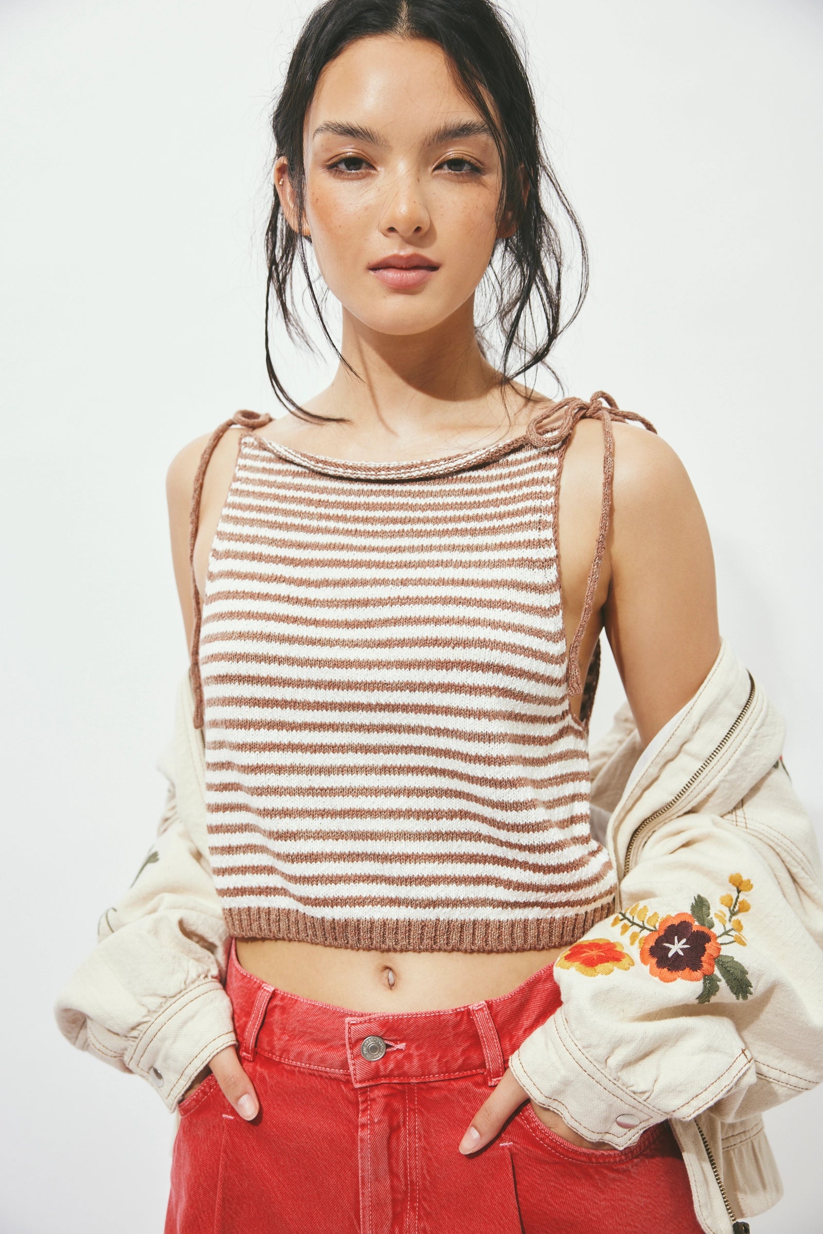 Claire Tank in White Praline Combo