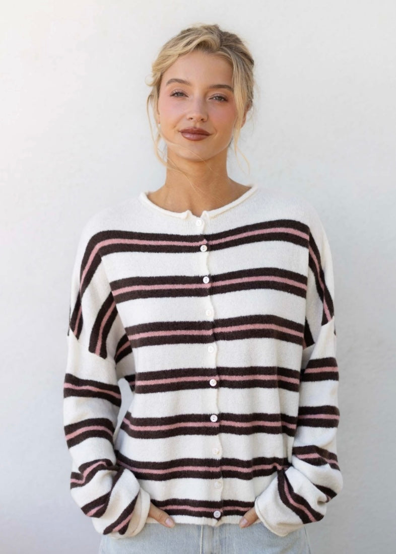 Maisie Sweater in Ivory Varsity Stripe