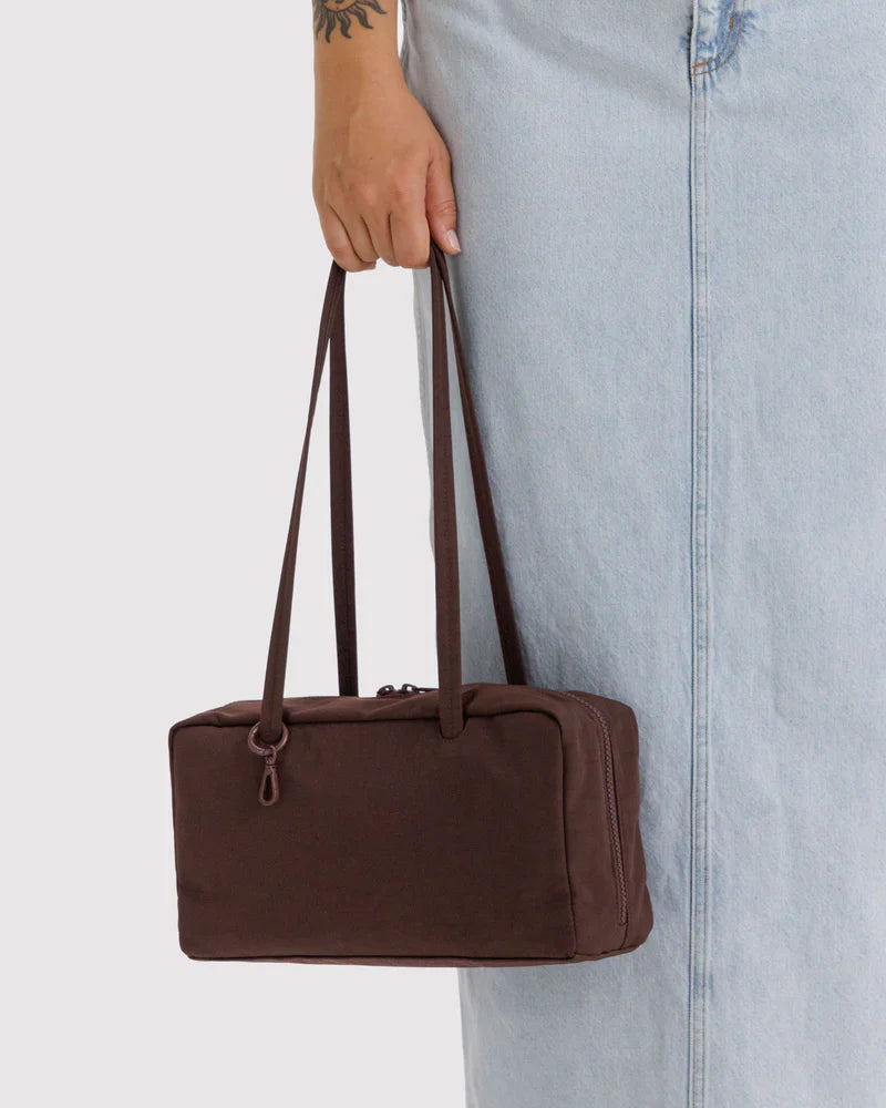 Nylon Bowler Bag in Coffee