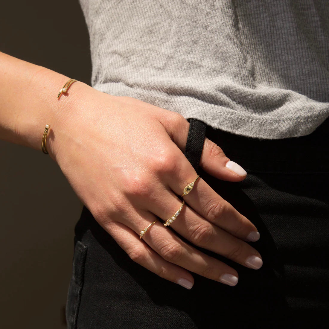 Mini Deco Point Ring - Black Diamond