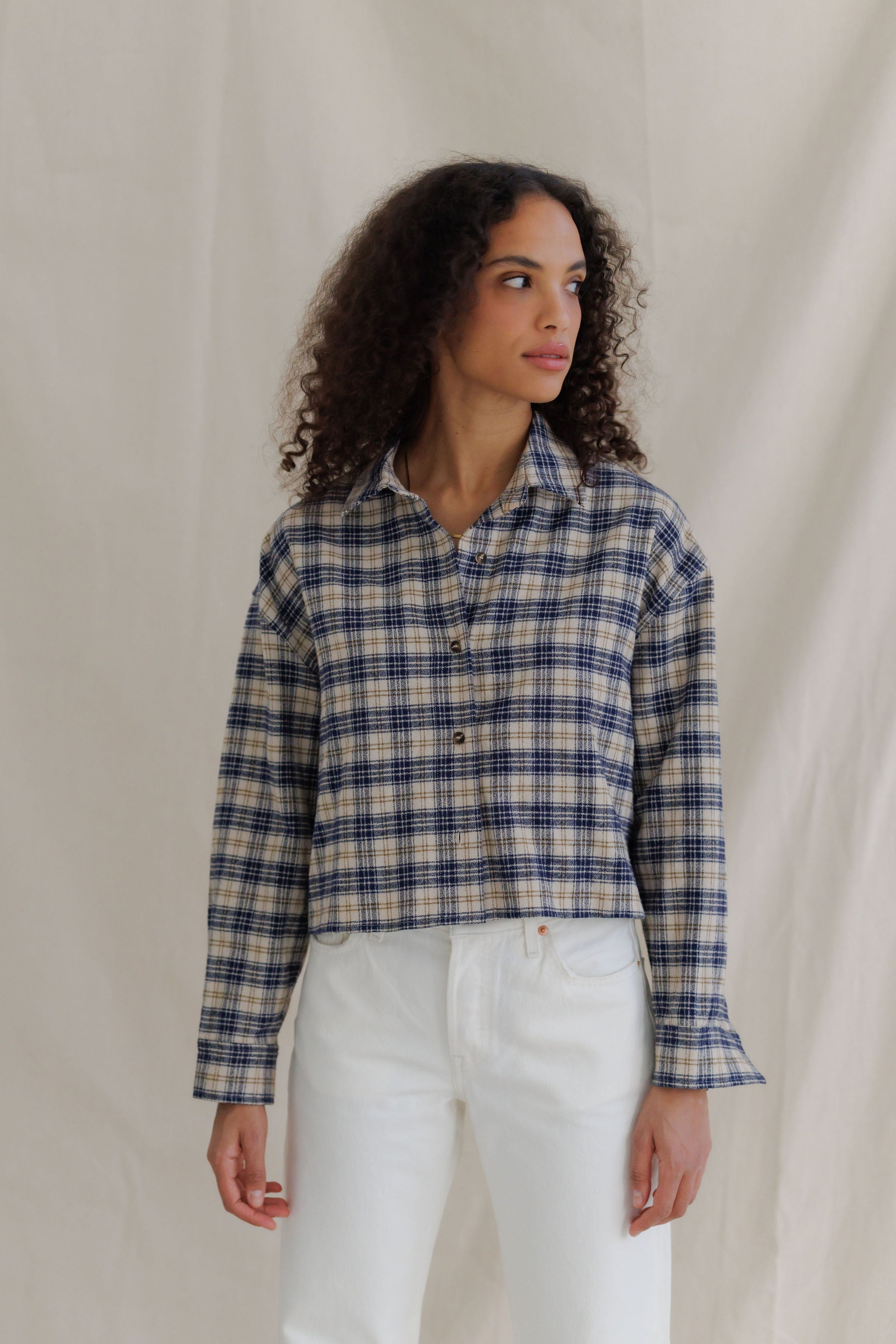 Tate Plaid Button Up in Sugar Plaid