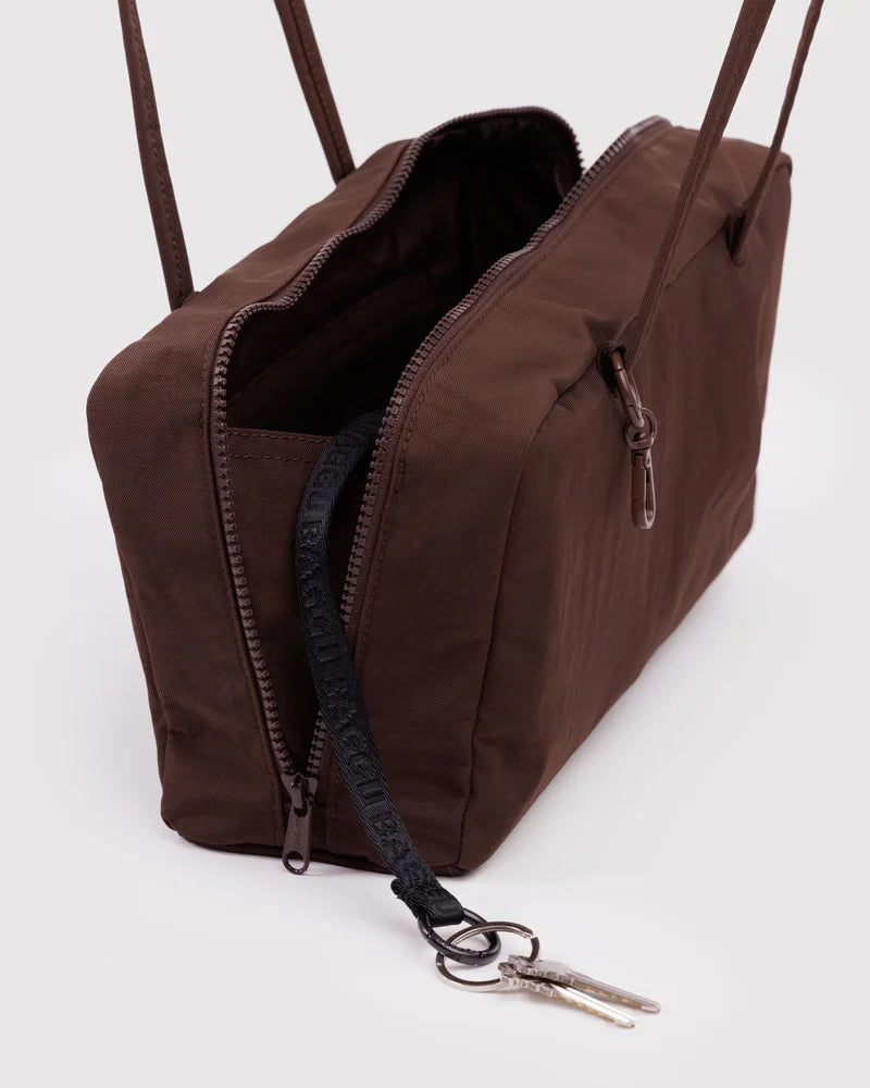 Nylon Bowler Bag in Coffee