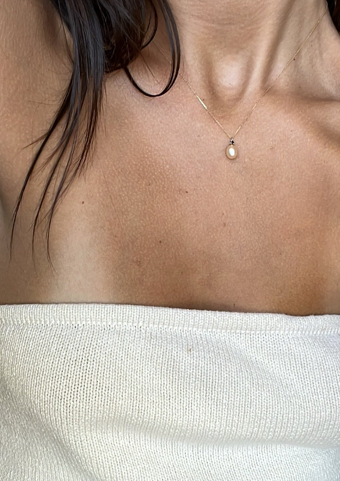 Black Diamond and Blush Pearl Necklace