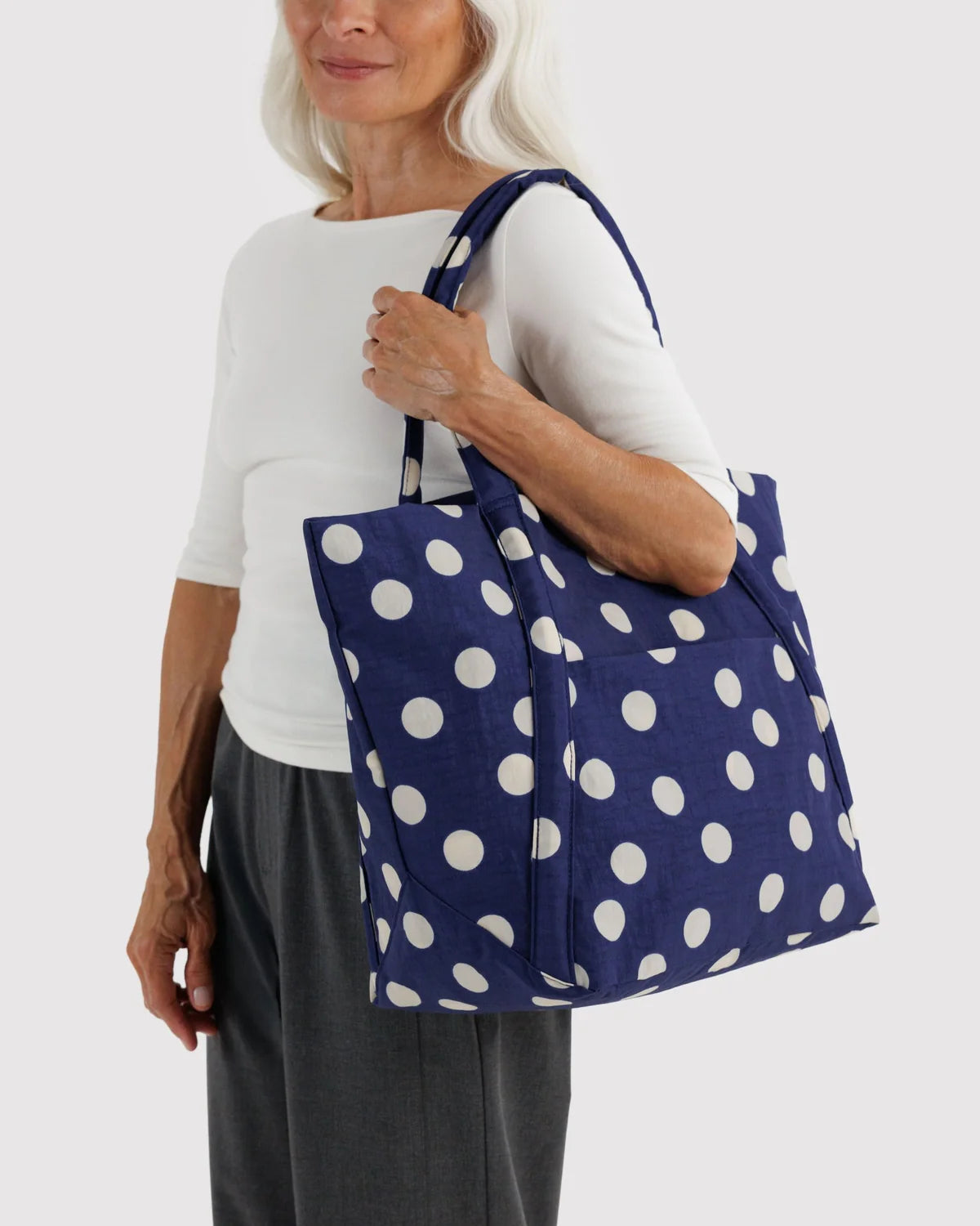 Cloud Bag in Navy and Cream Polka Dot