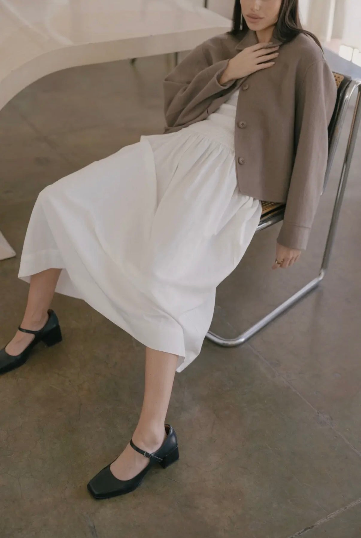 Iris Midi Dress in Ivory