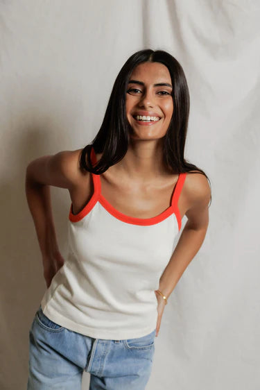 Cherry Cotton Jersey Ringer Tank