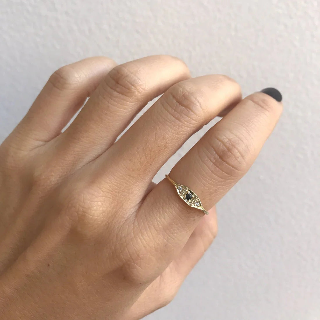 Mini Deco Point Ring - Black Diamond