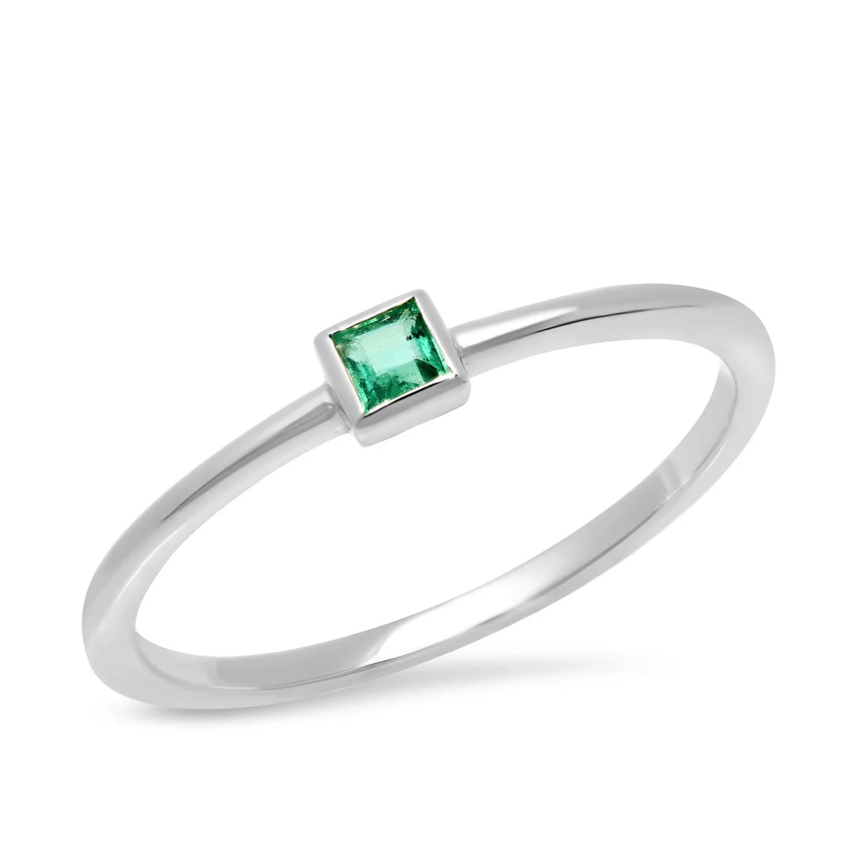 Emerald Princess Cut Pinky Ring
