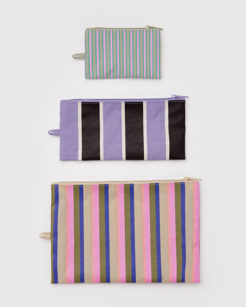 Flat Pouch Set in Candy Shop Stripes