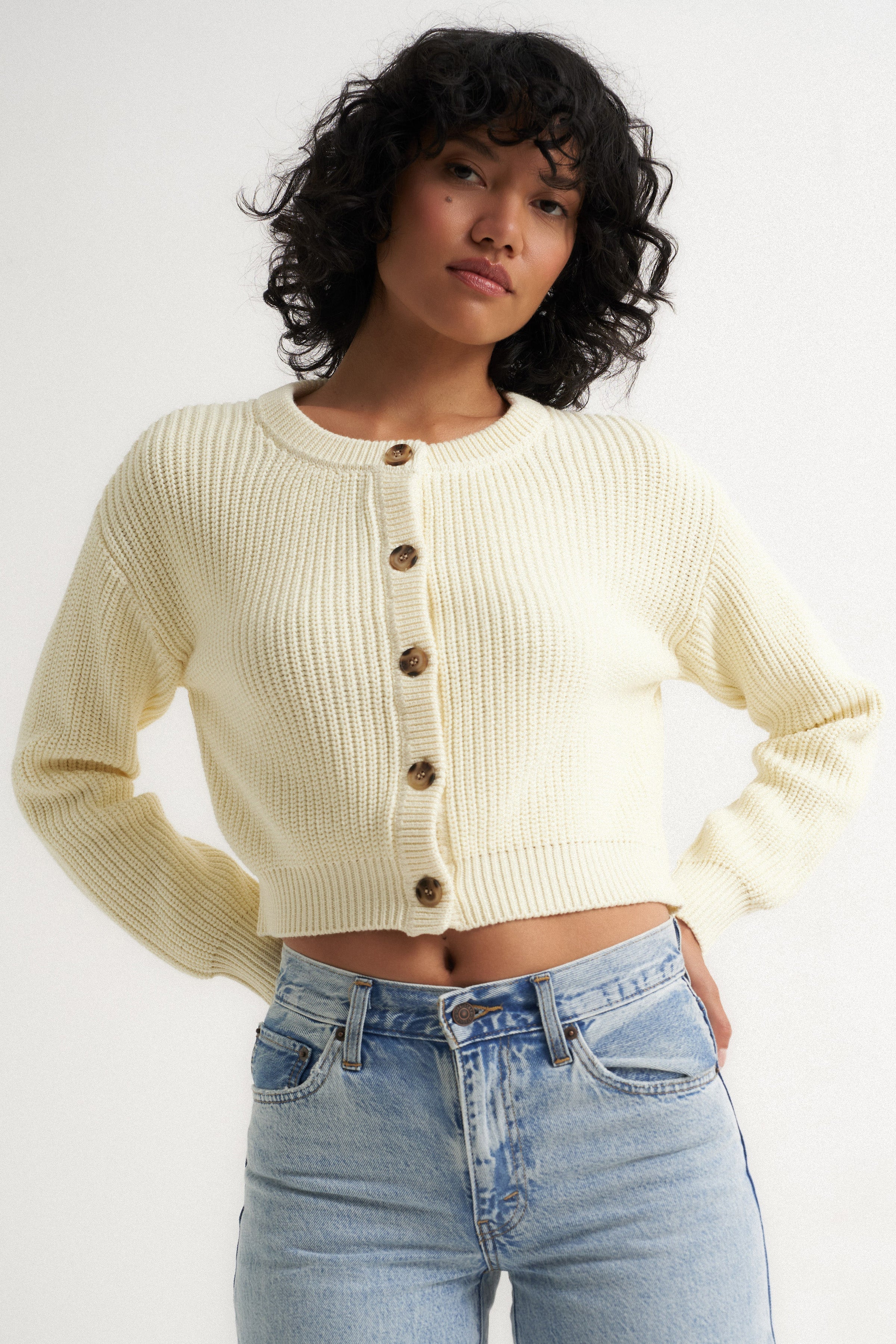 The Crop Cardi - Creme