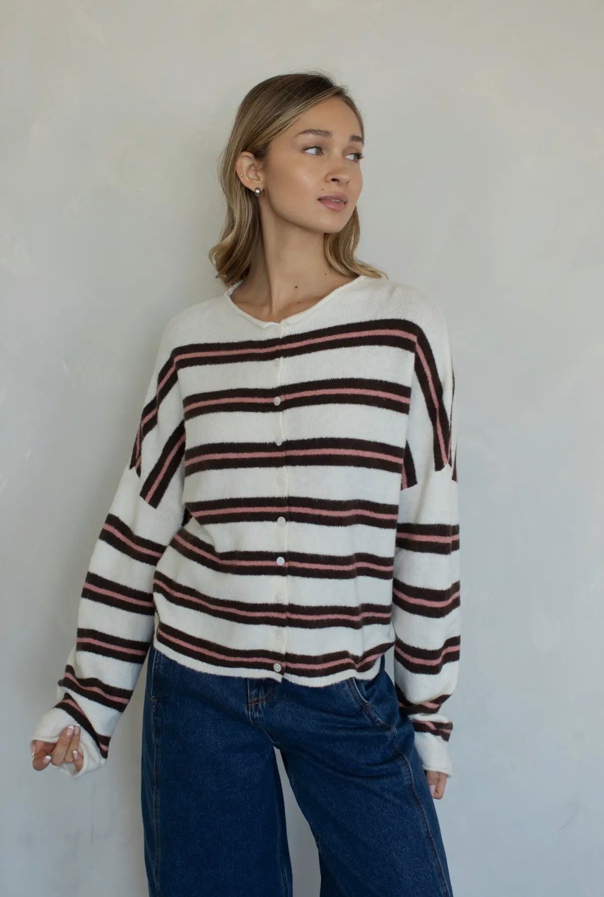 Maisie Sweater in Ivory Varsity Stripe