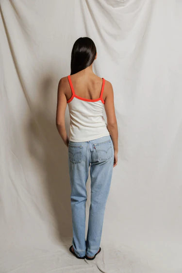Cherry Cotton Jersey Ringer Tank