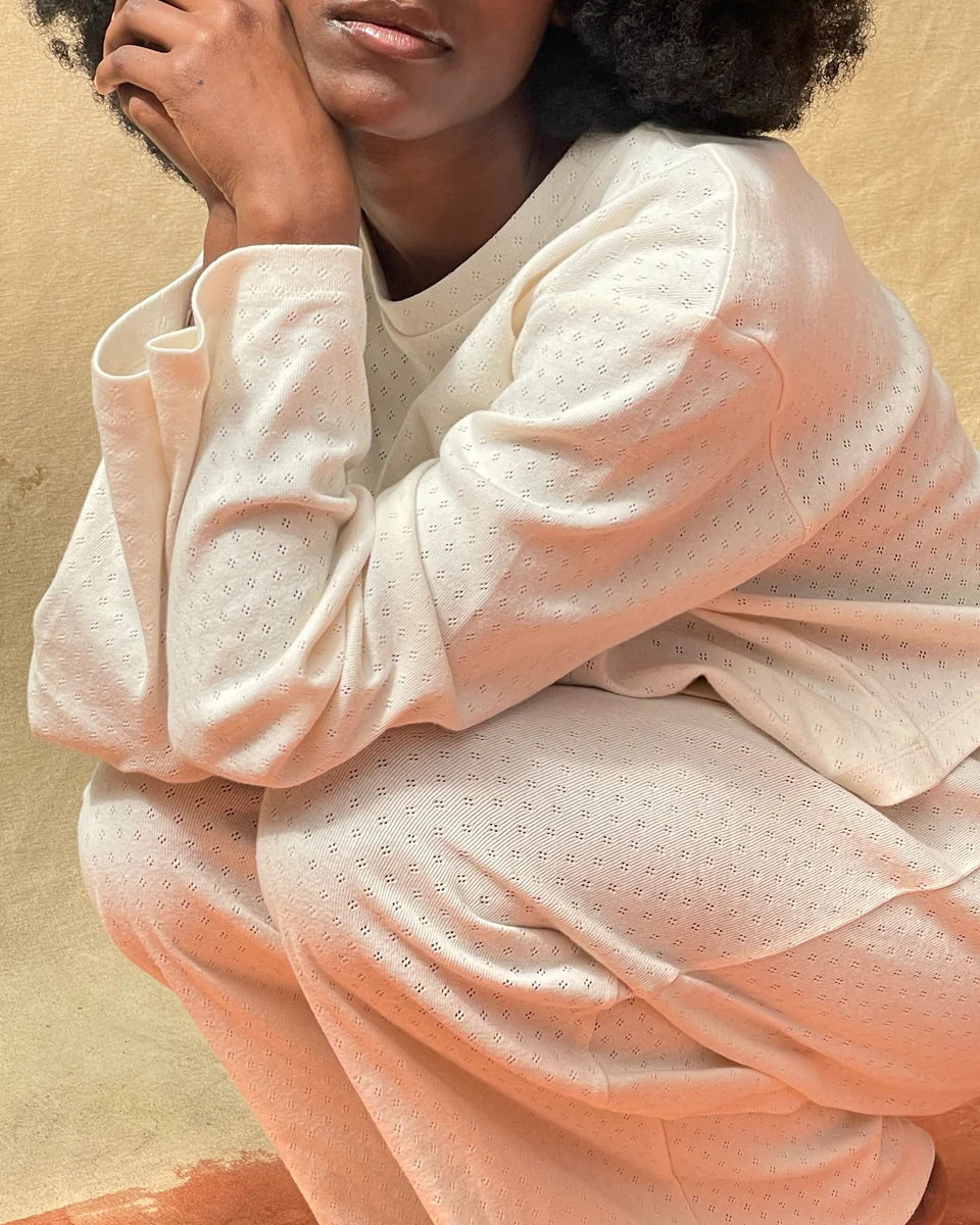 Pointelle Top in Crema