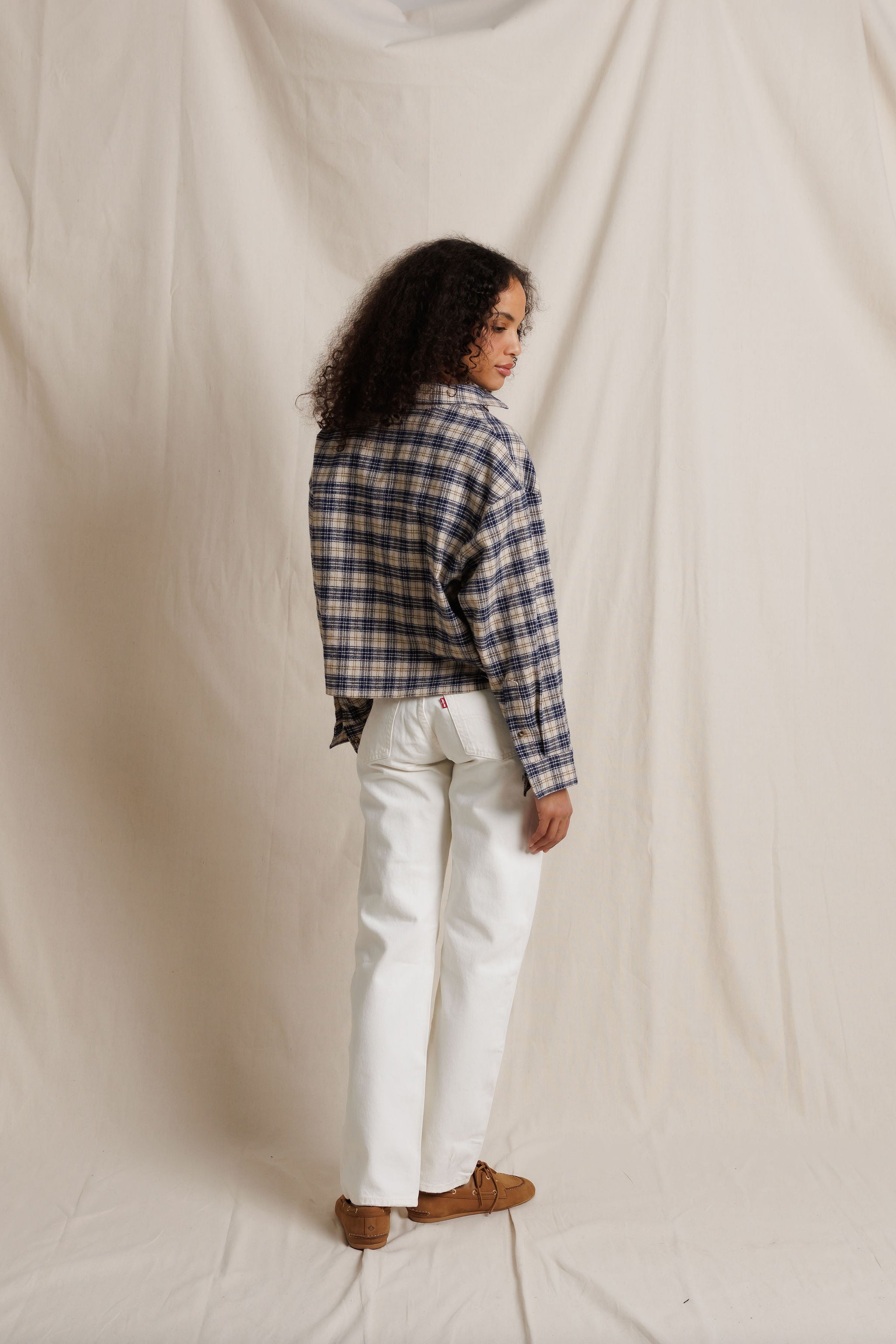 Tate Plaid Button Up in Sugar Plaid