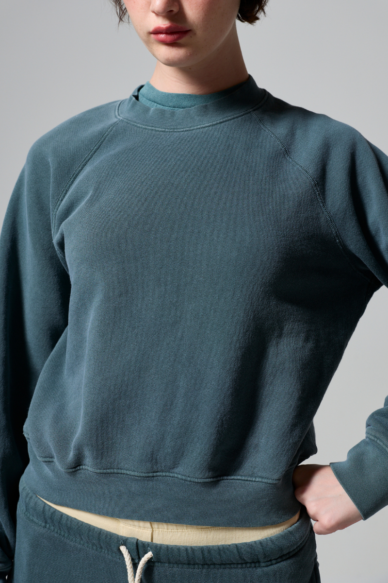 Lilou Vintage Shrunken Crew in Hunter