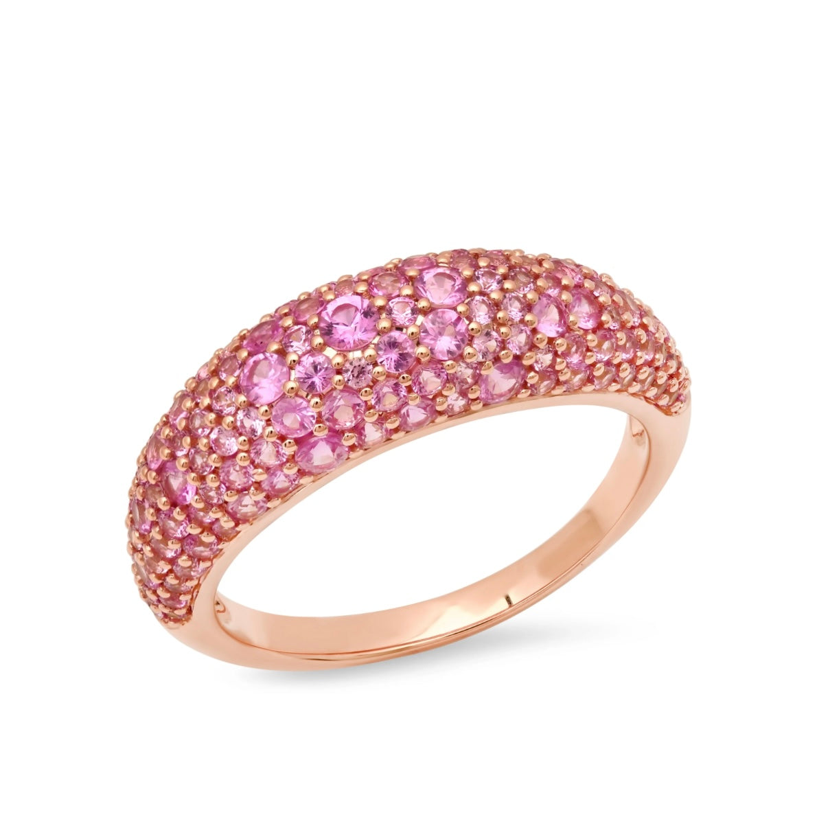 Pink Sapphire Crescent Domed Ring