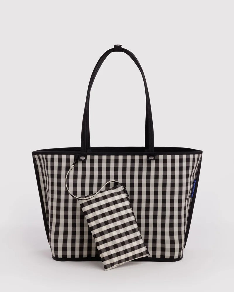 Large Nylon Reversible Tote in Black Mix