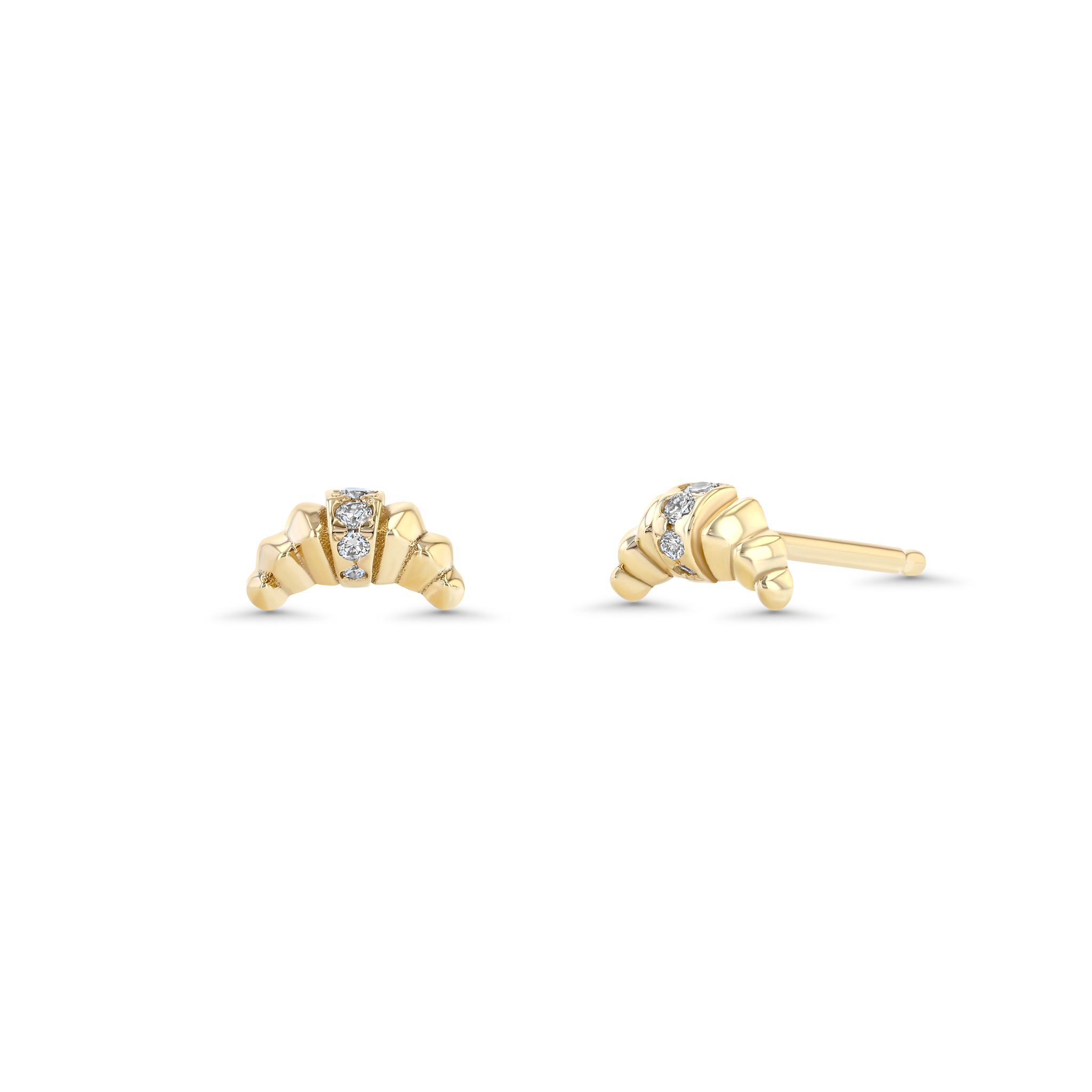 Croissant Stud With Center Pavé Row