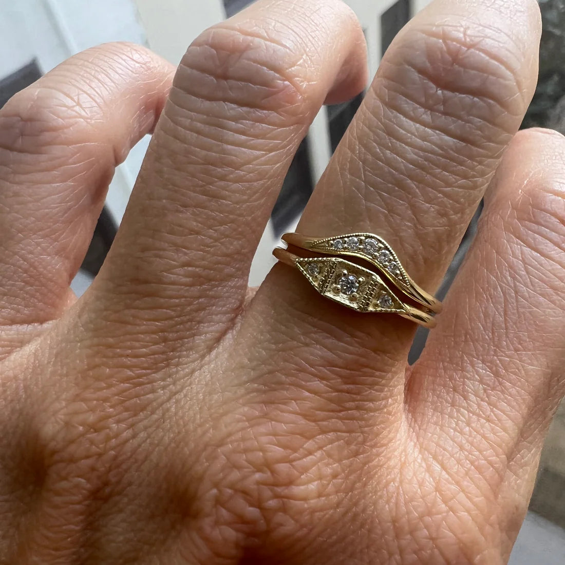 Mini Deco Point Ring - White Diamond