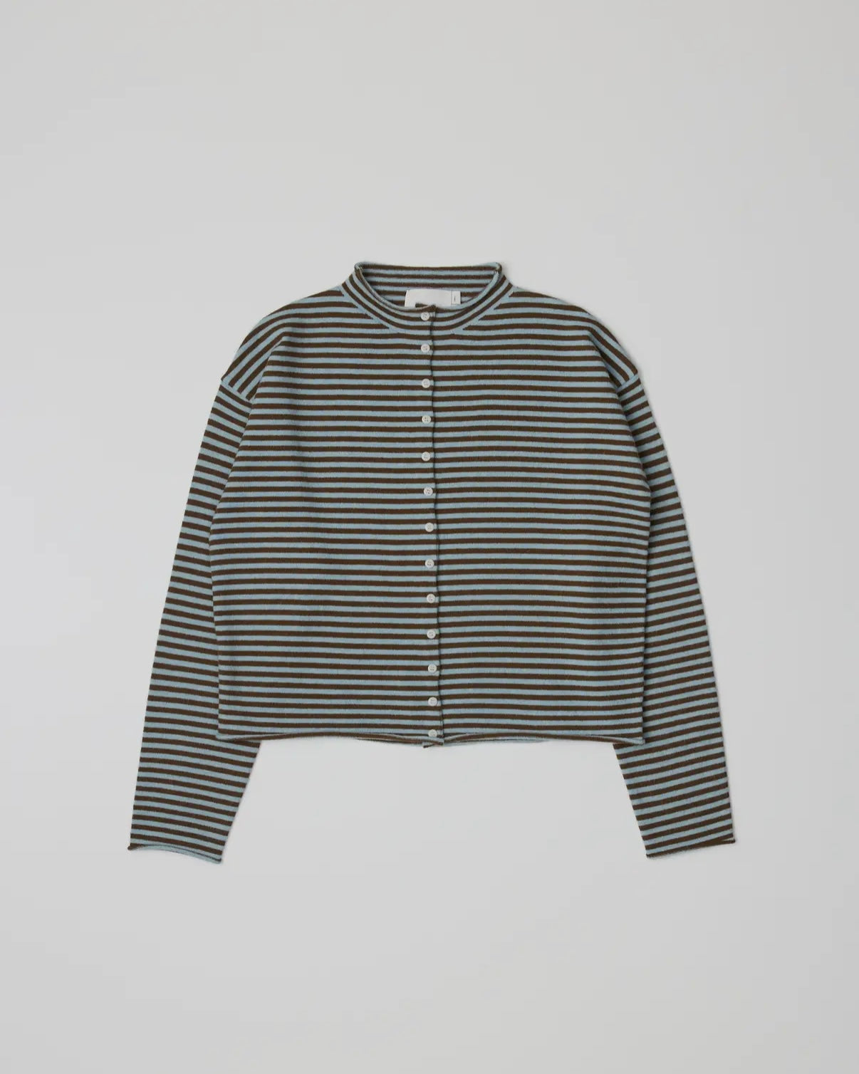 Eleanor Stripe Cardigan in Blue + Brown