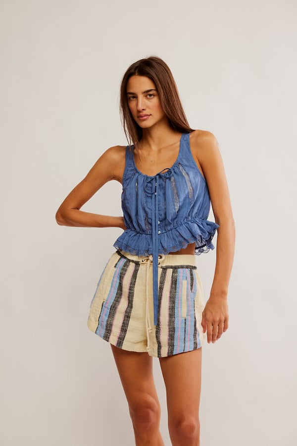 Alana Lace Tank in Blue Topaz