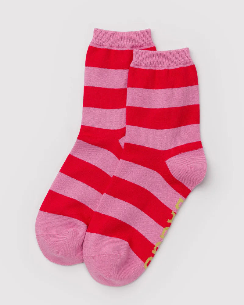 Crew Sock in Pink Stripe