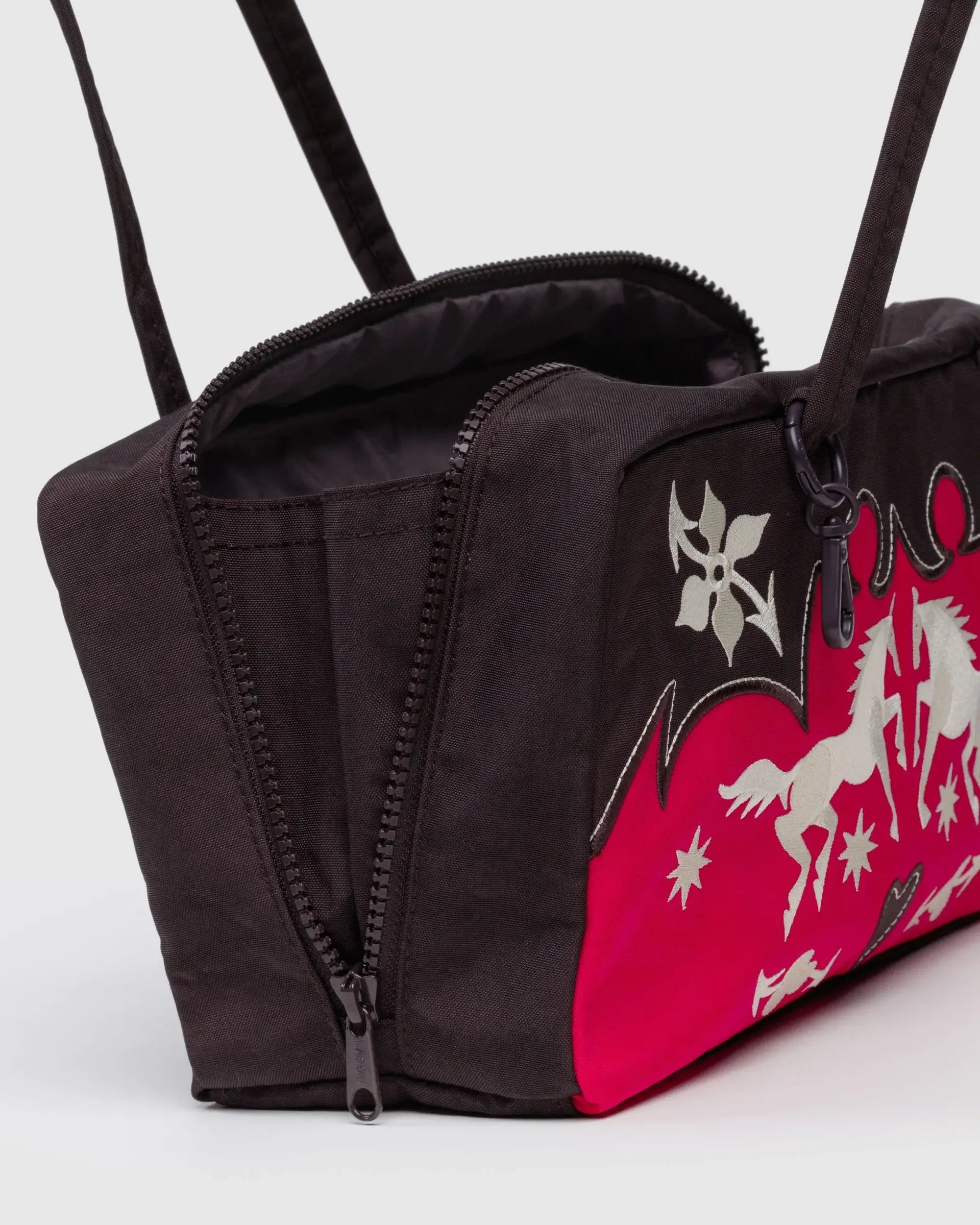 Nylon Bowler Bag in Western Appliqué