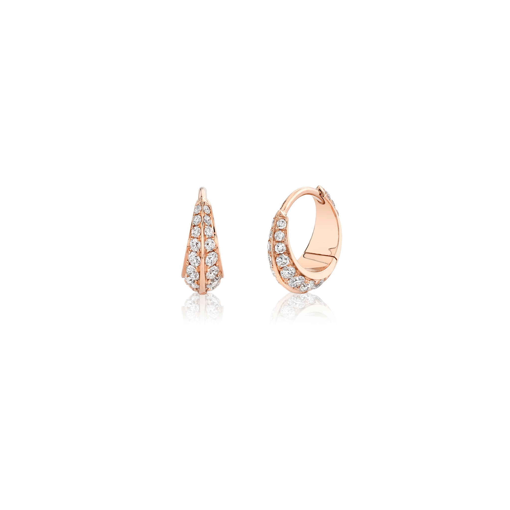 Small Crescent Hoops With Double Sided Pave