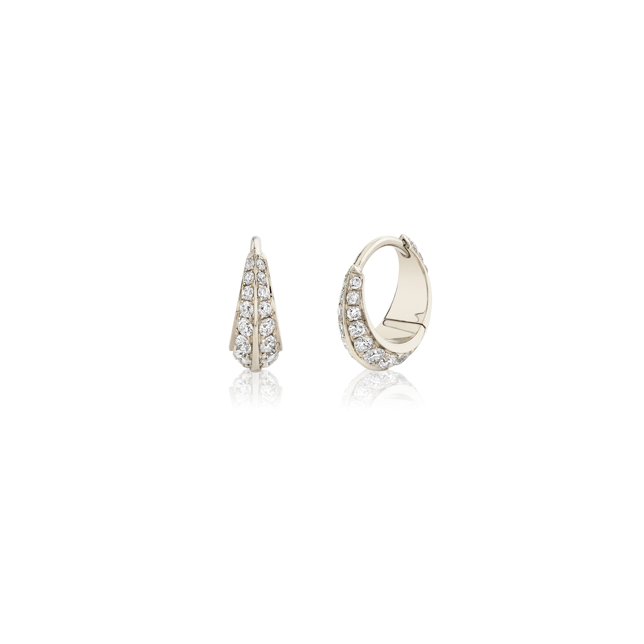 Small Crescent Hoops With Double Sided Pave