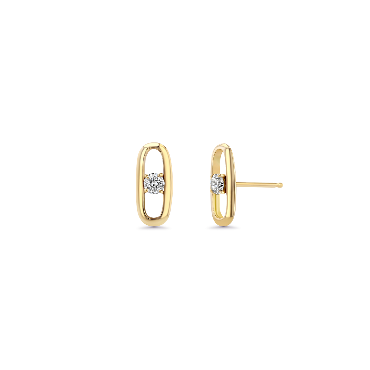 Link Stud With Prong Set Diamond