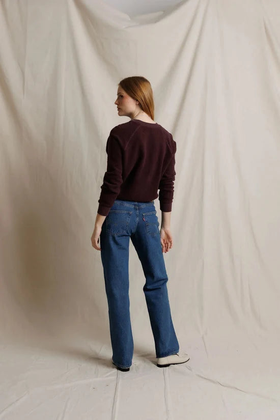Ziggy Reverse Fleece Crewneck Sweatshirt in Cherry Lacquer