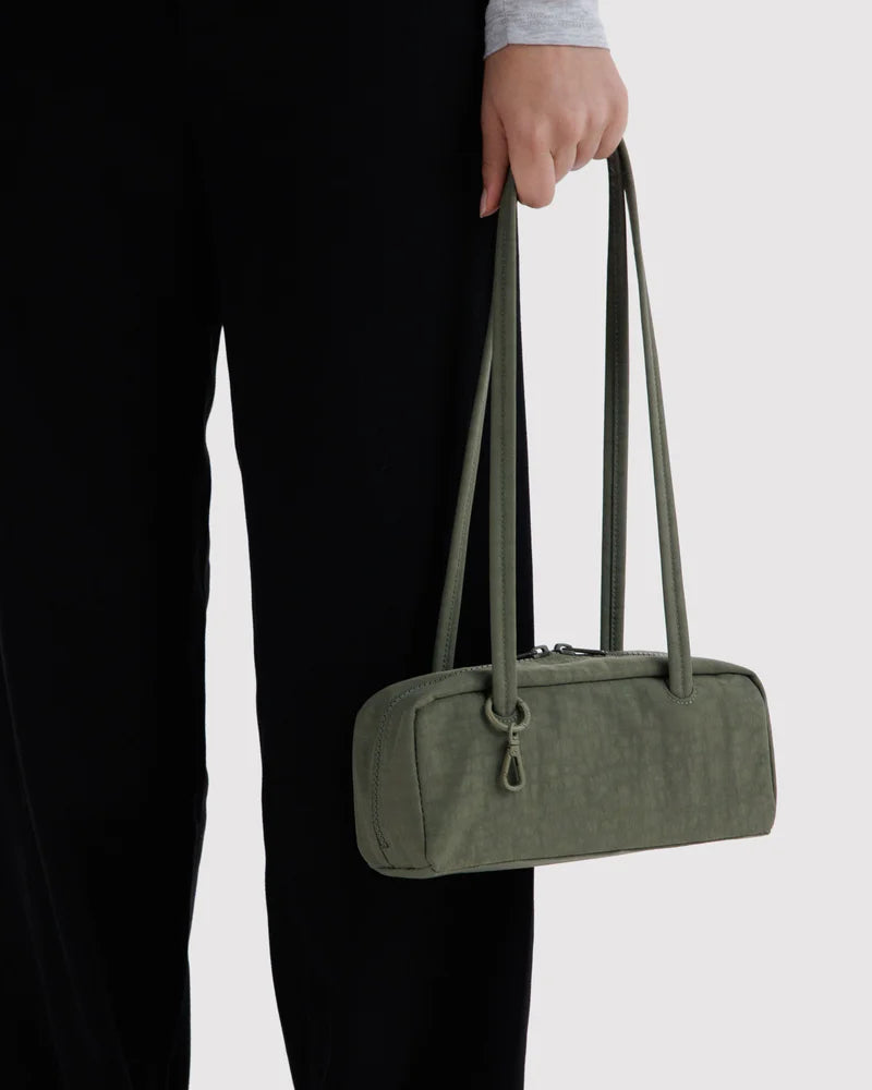 Small Nylon Bowler Bag in Caper