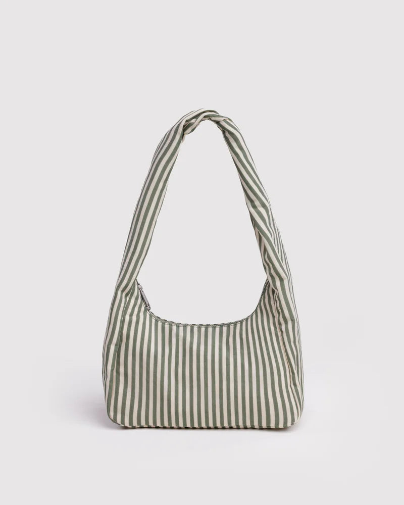 Small Nylon Meringue Bag in Sage Stripe