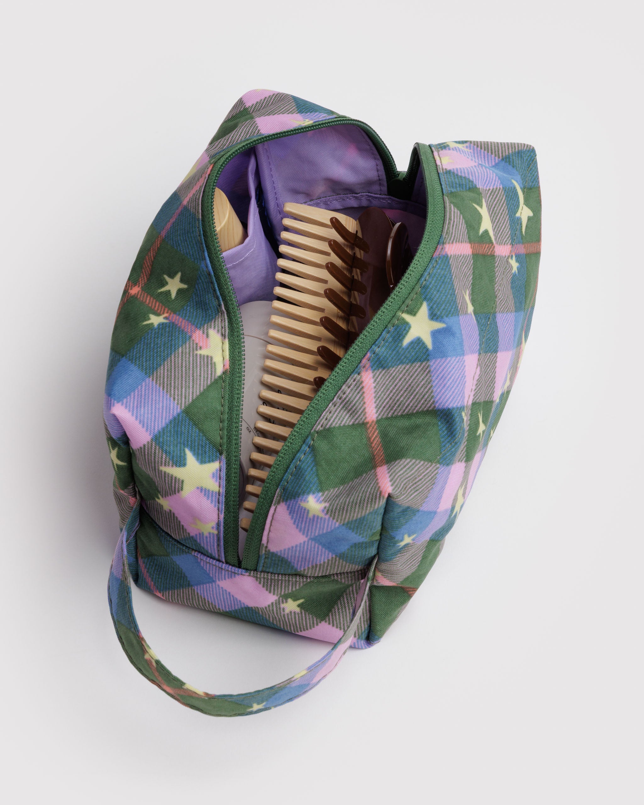 Dopp Kit in Green Star Plaid