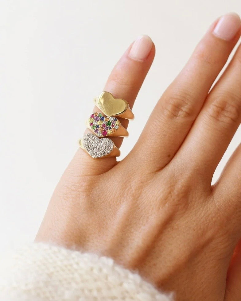 Gold Smushed Heart Pinky Ring
