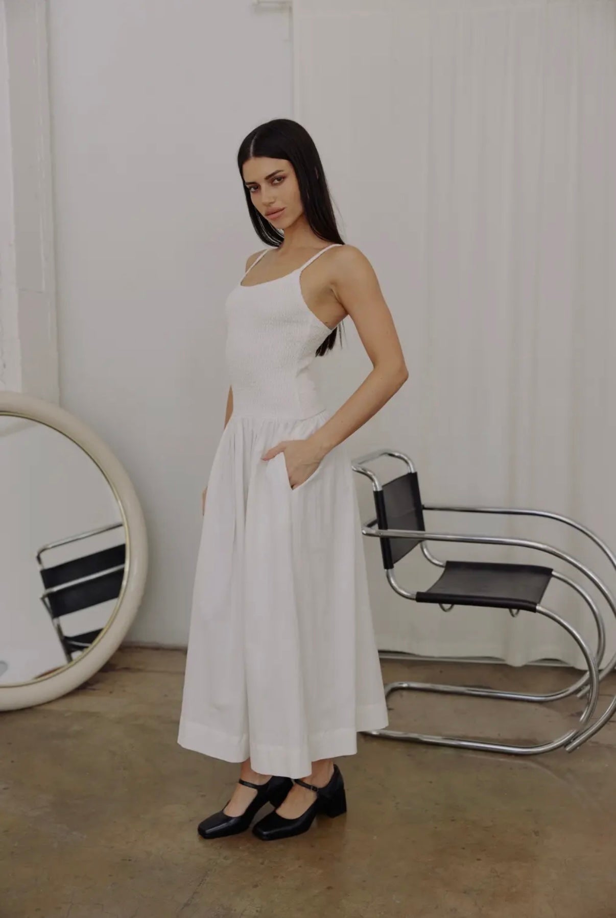 Iris Midi Dress in Ivory