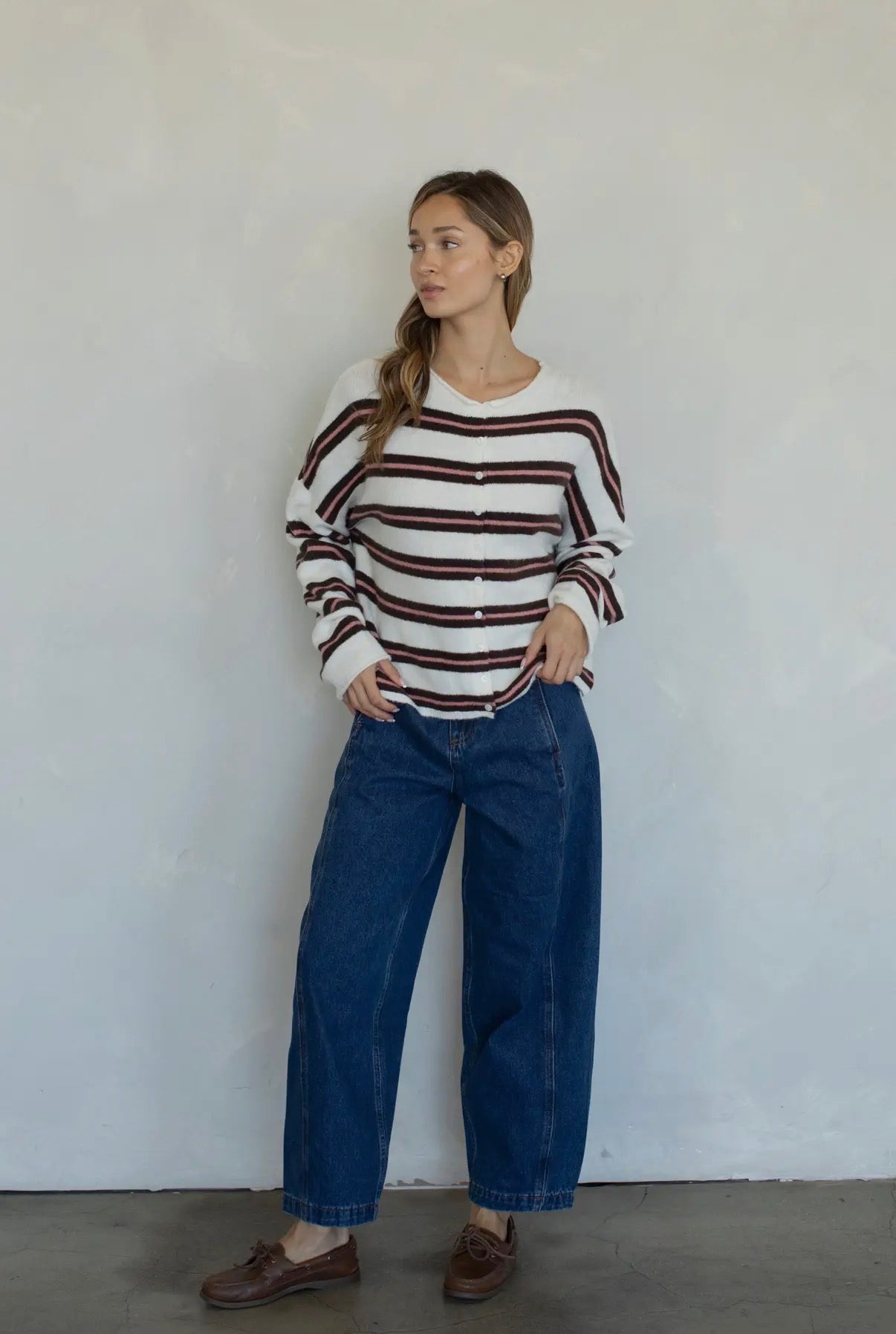 Maisie Sweater in Ivory Varsity Stripe