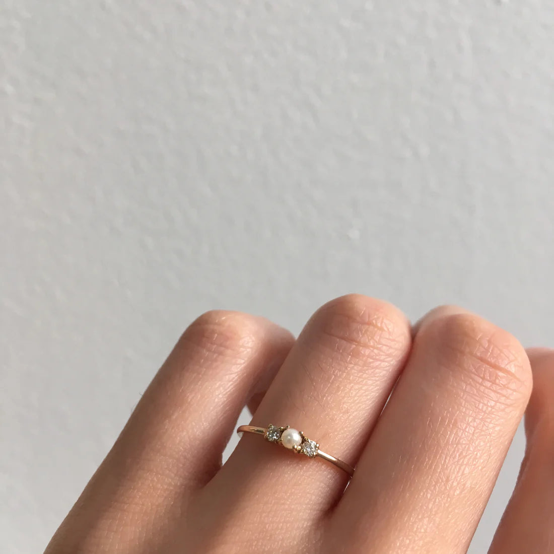 Two Diamond Pearl Ring