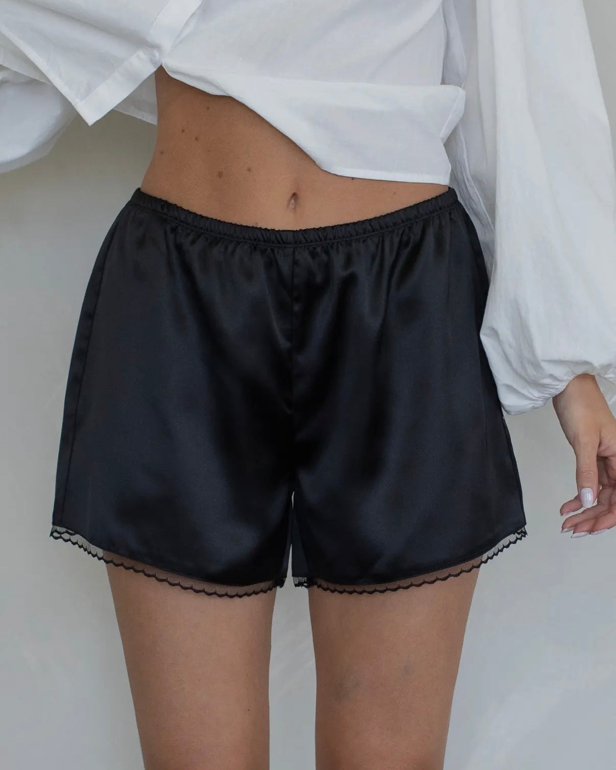 Loren Satin Shorts in Black
