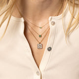 Emerald Bezel Set Solitaire Necklace
