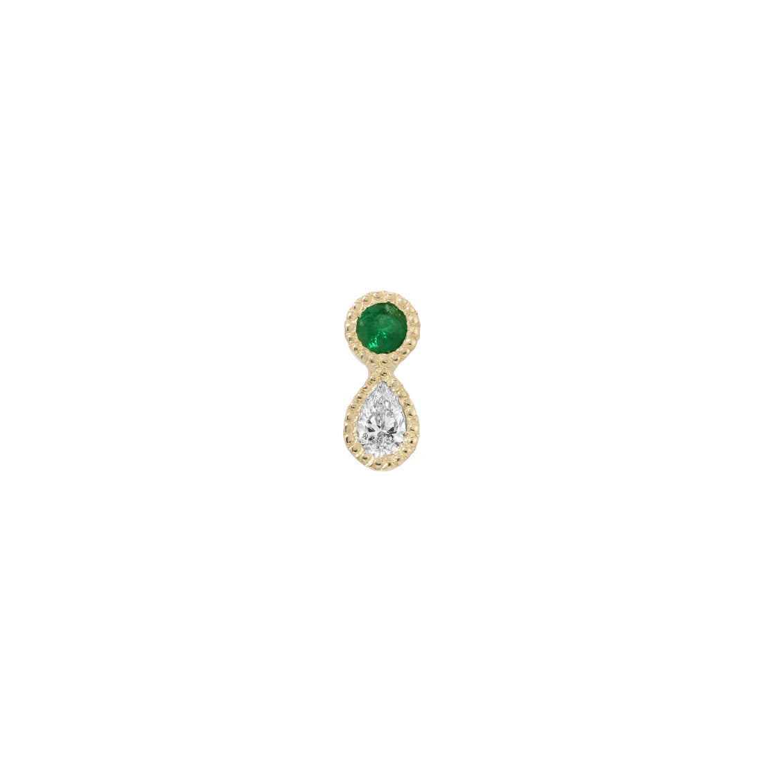 Emerald Diamond Dewdrop Stud