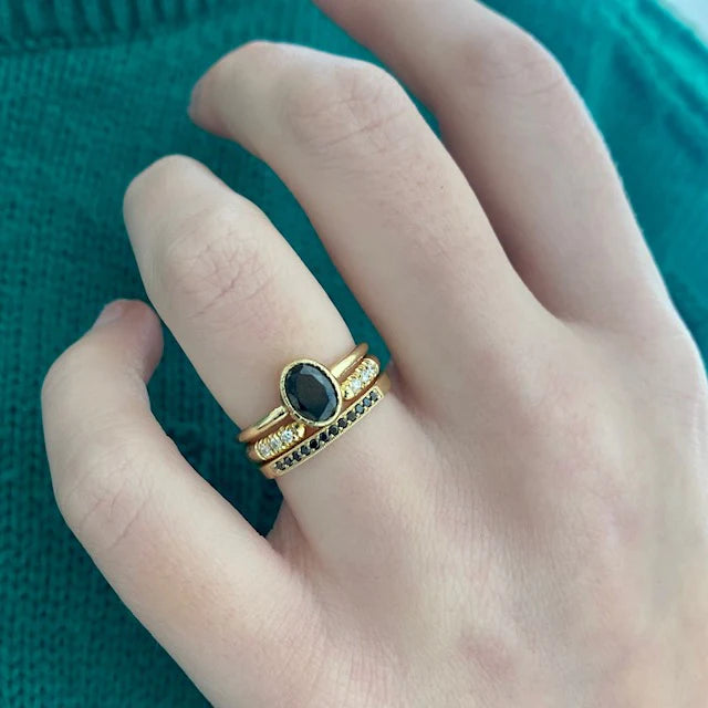 Large Black Diamond Wisp Ring